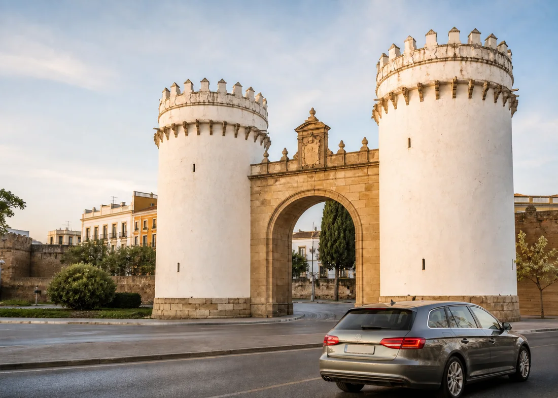 Puerta de Palmas en Badajoz, donde realizamos revisiones de coches de segunda mano