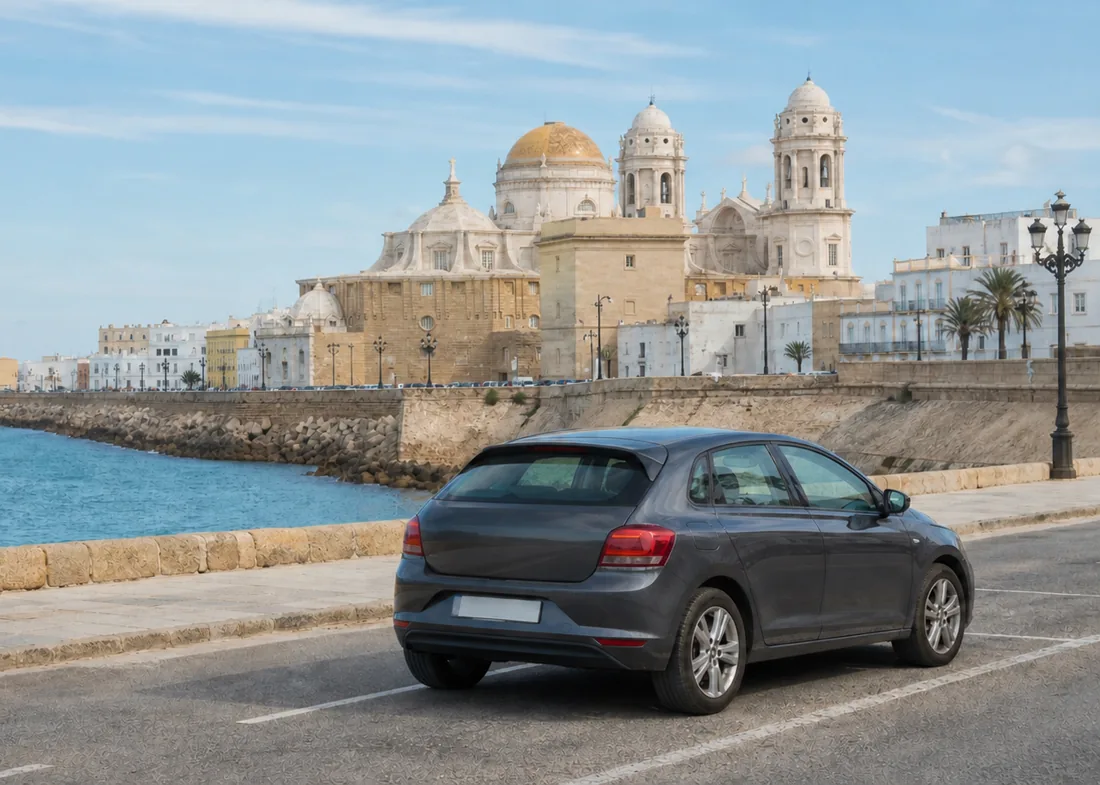 Catedral de Cádiz junto al Atlántico en Cádiz