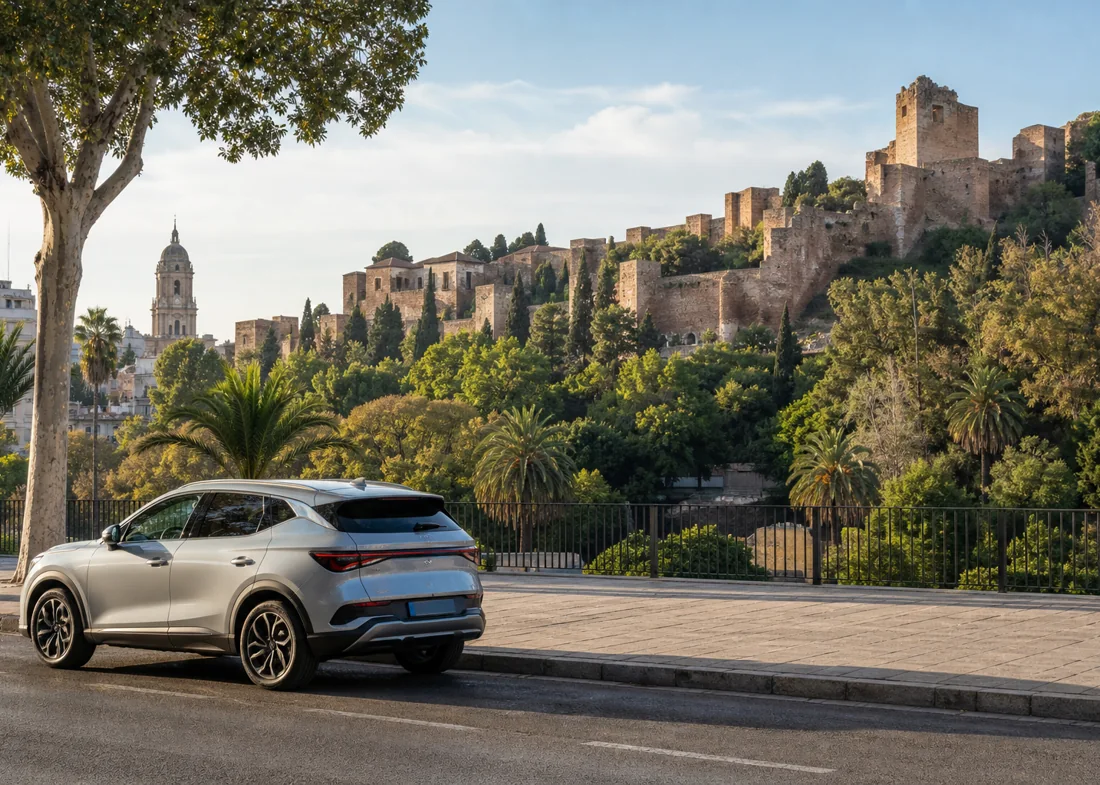 Alcazaba y centro urbano de Málaga, donde realizamos revisiones de coches de segunda mano