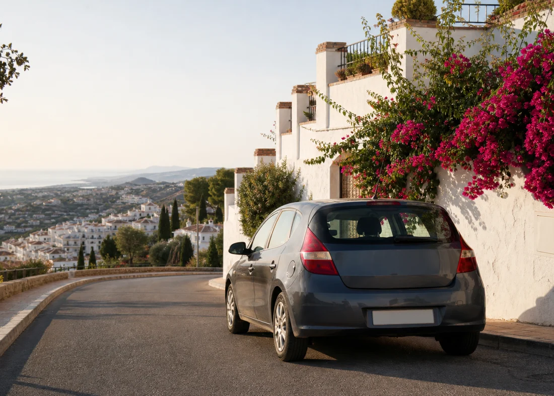 Carretera panorámica de Mijas Pueblo, donde realizamos revisiones de coches de segunda mano