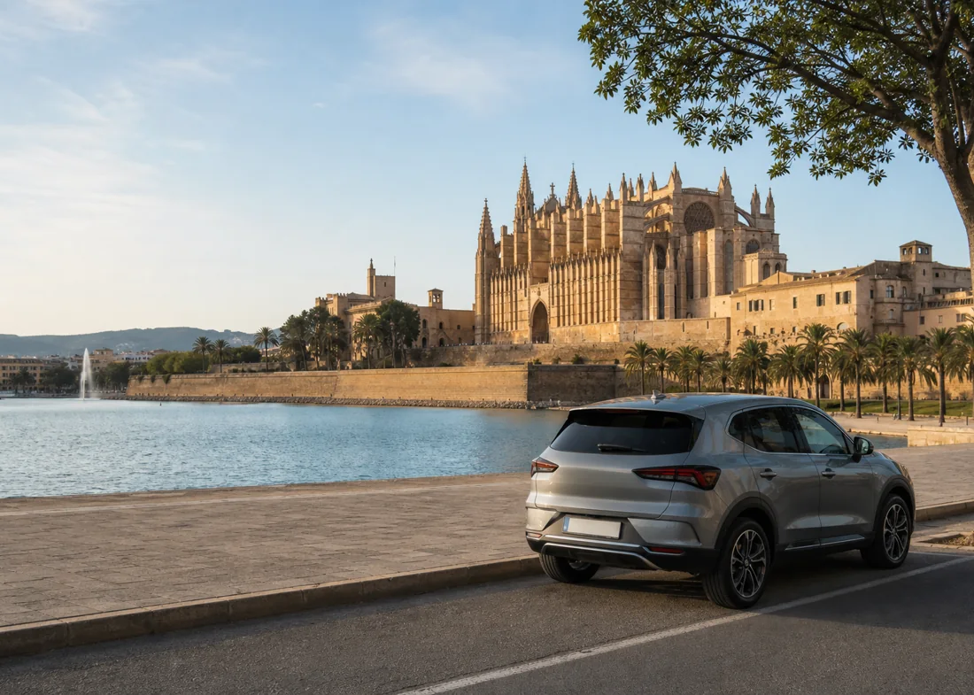 La Seu y el frente marítimo de Palma de Mallorca, donde realizamos revisiones de coches de segunda mano
