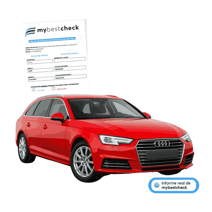 Informe y coche preparados para una revisión precompra de mybestcheck